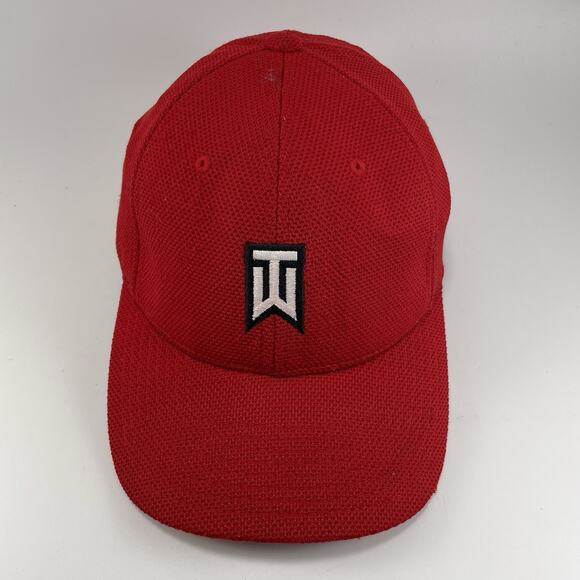 Nike Golf TW Tiger Woods One Flex Fit Dri-Fit ADV Cap Hat M/L Red Stitched Logo - Picture 2 of 9